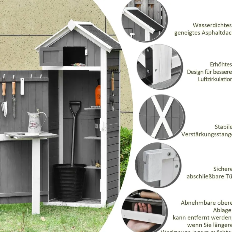 Outsunny Gartenhaus grau B/H/L: ca. 52,5x182x78 cm
