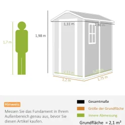 Outsunny Gartenhaus grau B/H/L: ca. 131x198x186 cm