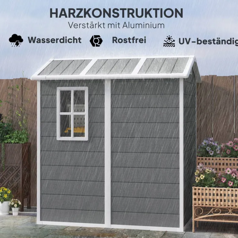 Outsunny Gartenhaus grau B/H/L: ca. 131x198x186 cm