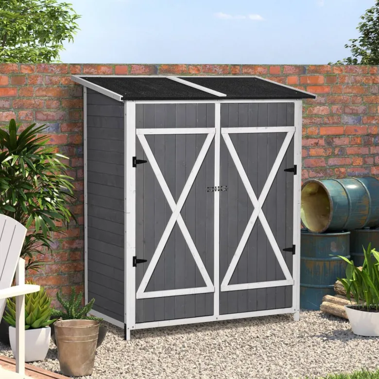 Outsunny Gartenhaus grau B/H/T: ca. 139x160x75 cm