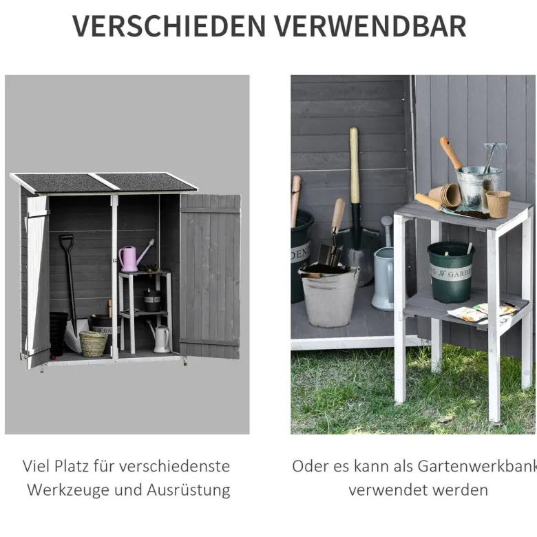 Outsunny Gartenhaus grau B/H/T: ca. 139x160x75 cm