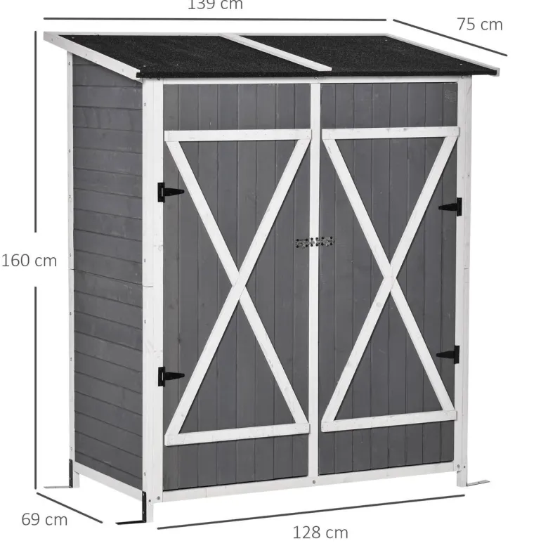 Outsunny Gartenhaus grau B/H/T: ca. 139x160x75 cm
