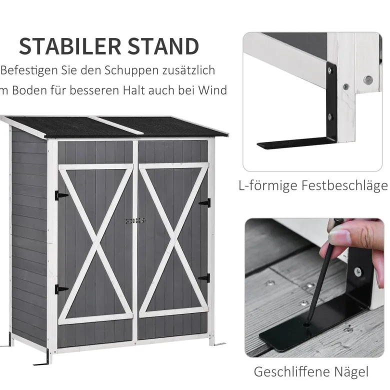 Outsunny Gartenhaus grau B/H/T: ca. 139x160x75 cm
