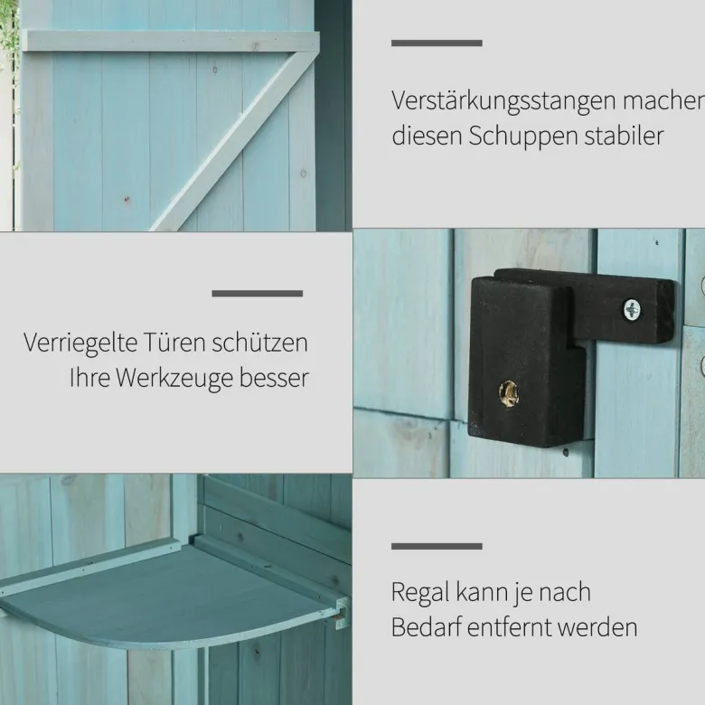 Outsunny Gartenhaus hellblau B/H/L: ca. 54x179x77 cm