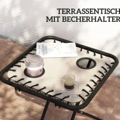 Outsunny Gartenliege 2er Set beige Metall B/H/L: ca. 65x110x90 cm