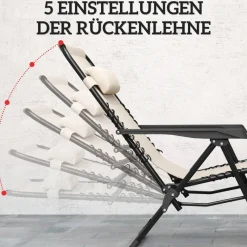 Outsunny Gartenliege 2er Set beige Metall B/H/L: ca. 65x110x90 cm