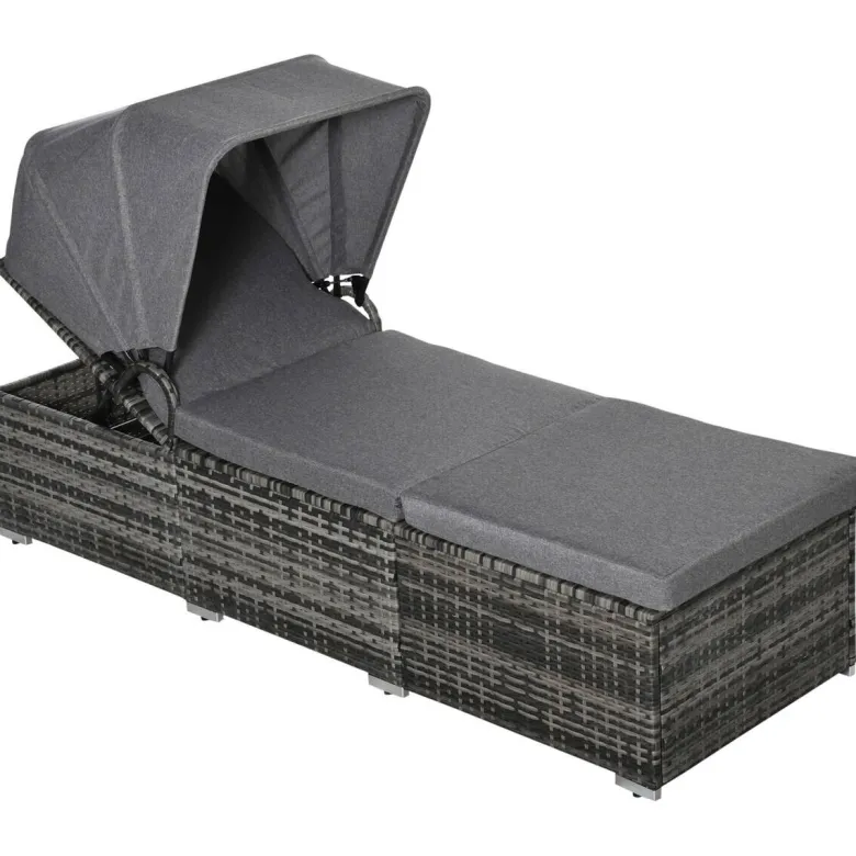 Outsunny Gartenliege grau Edelstahl B/H/L: ca. 65x195x40 cm