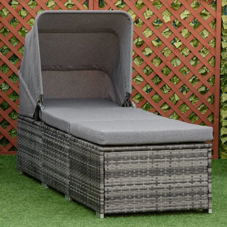 Outsunny Gartenliege grau Edelstahl B/H/L: ca. 65x195x40 cm