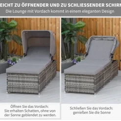 Outsunny Gartenliege grau Edelstahl B/H/L: ca. 65x195x40 cm