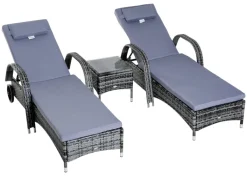 Outsunny Gartenliege grau Metall