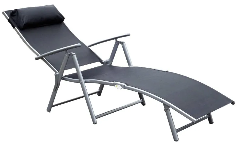 Outsunny Gartenliege schwarz Metall B/H/L: ca. 63,5x100,5x180 cm