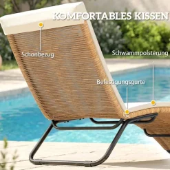 Outsunny Gartenliege schwarz Polyester B/H/L: ca. 57x80x175 cm