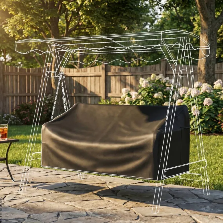 Outsunny Gartenschaukel-Abdeckung schwarz Polyester B/H/L: ca. 76x81x185 cm