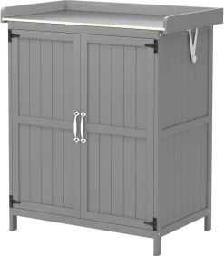 Outsunny Gartenschrank grau Edelstahl B/H/L: ca. 43x88x74 cm