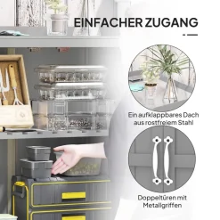 Outsunny Gartenschrank grau Edelstahl B/H/L: ca. 43x88x74 cm