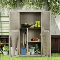 Outsunny Gartenschrank grau Kiefer B/H/L: ca. 46,5x160x87 cm