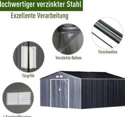 Outsunny Gartenschrank grau Stahl B/H/T: ca. 340x200x382 cm
