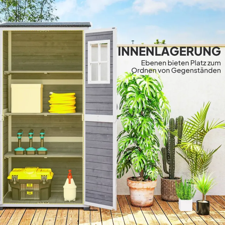 Outsunny Gartenschrank hellgrau Holz B/H/L: ca. 69x192x91 cm