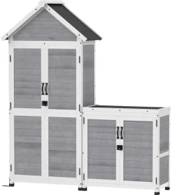 Outsunny Gartenschrank hellgrau Holz B/H/L: ca. 51x182x89 cm