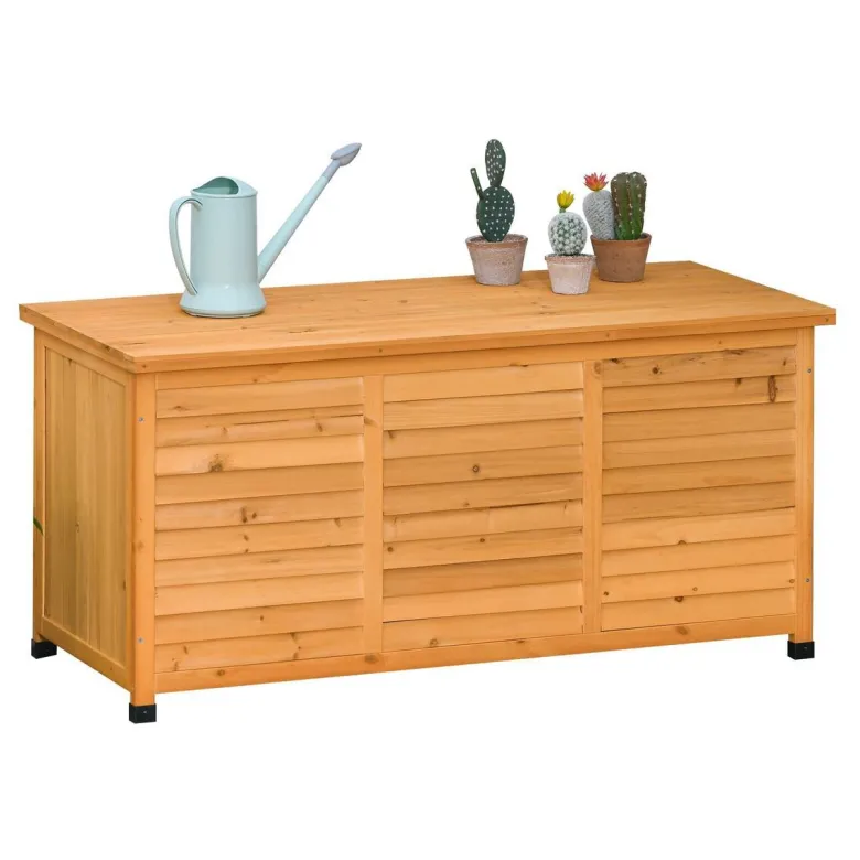 Outsunny Gartenschrank natur Holz B/H/L: ca. 56x60x127 cm