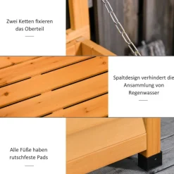 Outsunny Gartenschrank natur Holz B/H/L: ca. 56x60x127 cm