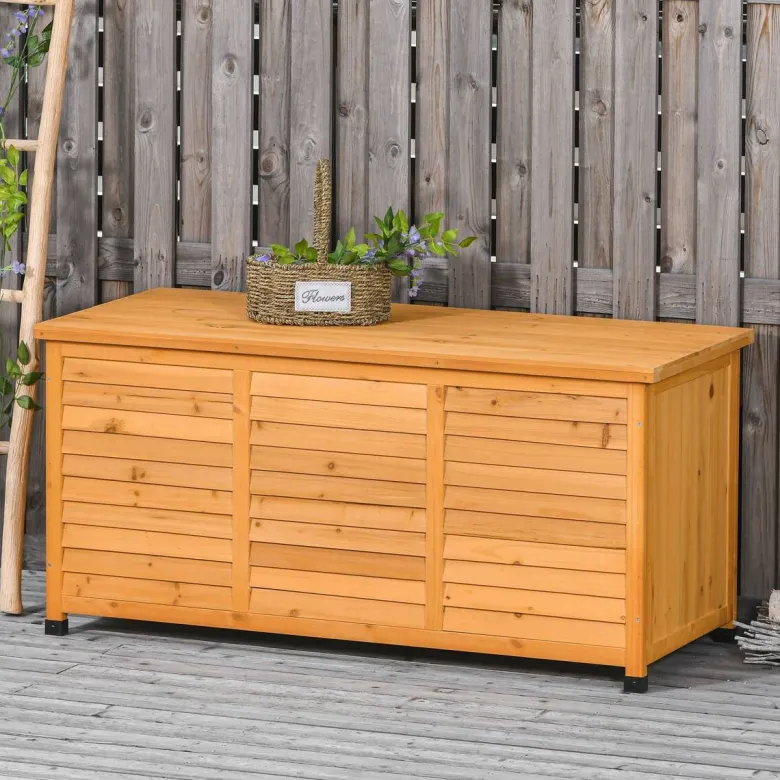 Outsunny Gartenschrank natur Holz B/H/L: ca. 56x60x127 cm