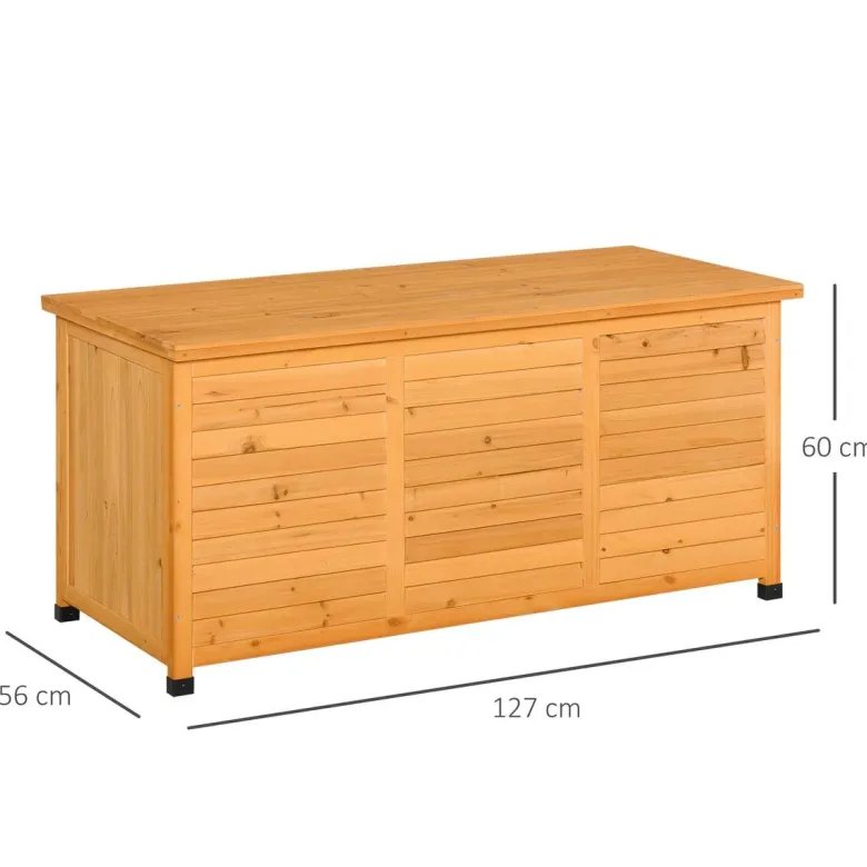 Outsunny Gartenschrank natur Holz B/H/L: ca. 56x60x127 cm