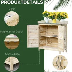 Outsunny Gartenschrank natur Holz B/H/T: ca. 83x92x40 cm