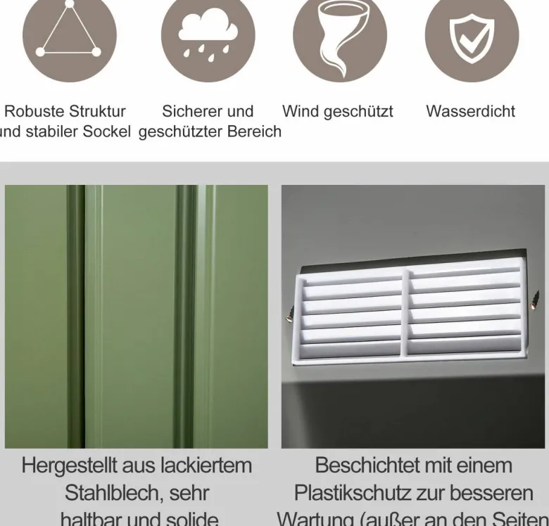 Outsunny Gartenschuppen grau Metall B/H/L: ca. 191x192x277 cm