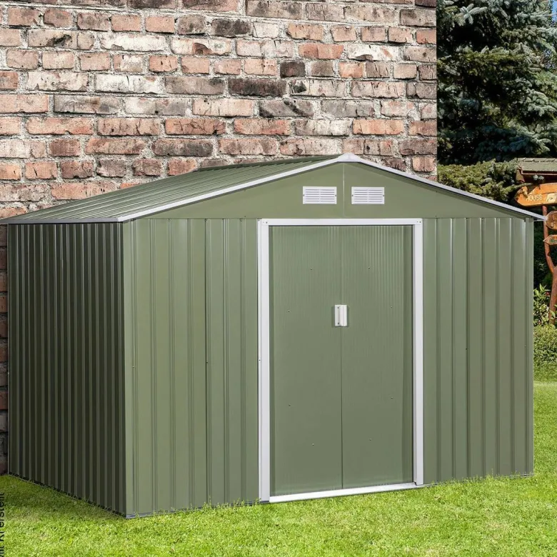 Outsunny Gartenschuppen grau Metall B/H/L: ca. 191x192x277 cm