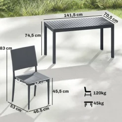Outsunny Gartensitzgruppe dunkelgrau Kunststoff B/H/L: ca. 70,5x74,5x141,5 cm