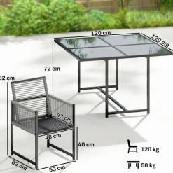 Outsunny Gartensitzgruppe hellgrau Glas B/H/L: ca. 120x72x120 cm