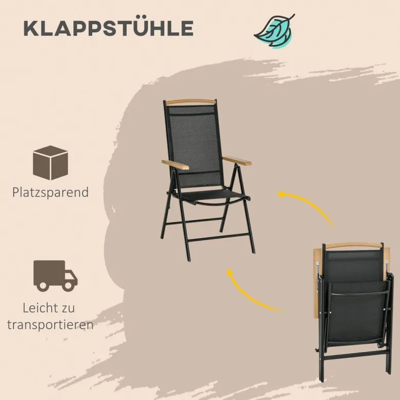 Outsunny Gartensitzgruppe schwarz Aluminium B/H/L: ca. 90x74x140 cm