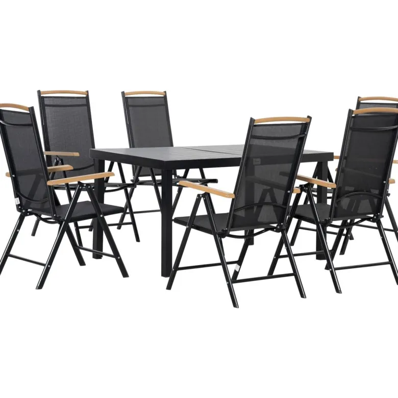 Outsunny Gartensitzgruppe schwarz Aluminium B/H/L: ca. 90x74x140 cm