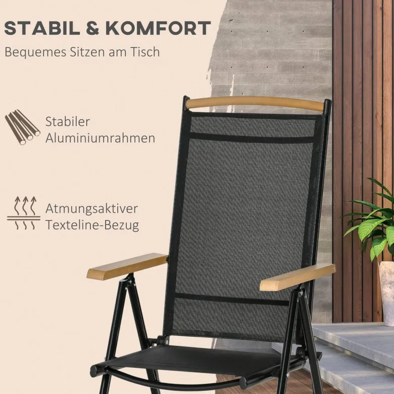 Outsunny Gartensitzgruppe schwarz Aluminium B/H/L: ca. 90x74x140 cm