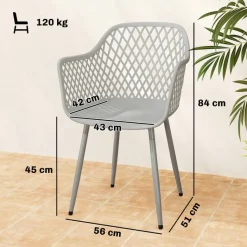 Outsunny Gartenstuhl grau Kunststoff B/H/L: ca. 51x84x56 cm