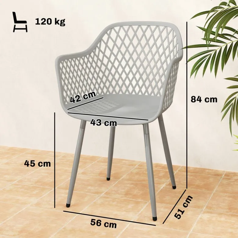 Outsunny Gartenstuhl grau Kunststoff B/H/L: ca. 51x84x56 cm