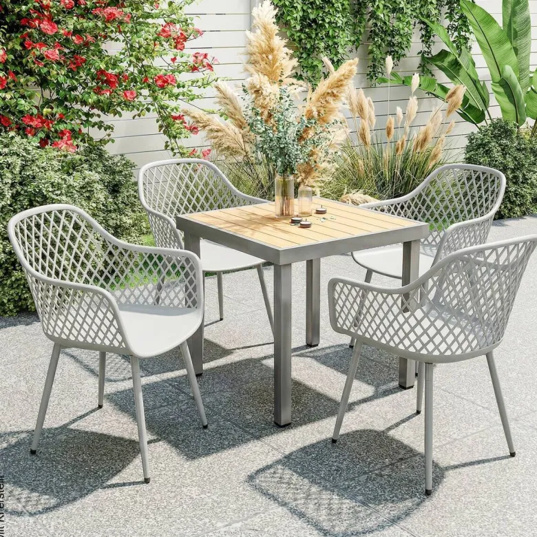Outsunny Gartenstuhl grau Kunststoff B/H/L: ca. 51x84x56 cm
