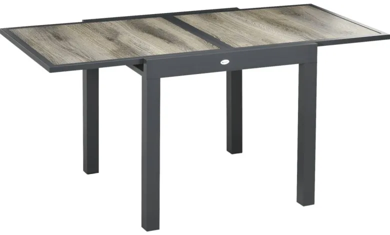 Outsunny Gartentisch beige Aluminium B/H/L: ca. 80x75x160 cm