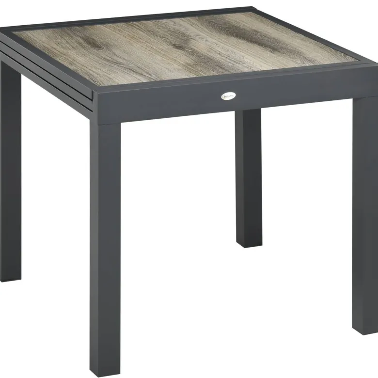 Outsunny Gartentisch beige Aluminium B/H/L: ca. 80x75x160 cm