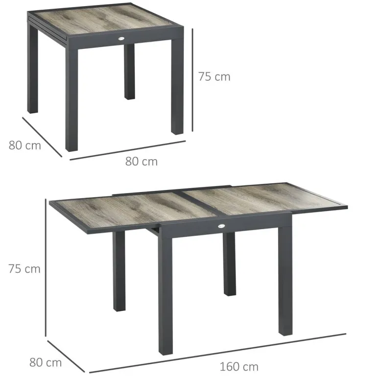 Outsunny Gartentisch beige Aluminium B/H/L: ca. 80x75x160 cm