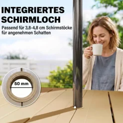 Outsunny Gartentisch braun Metall B/H/L: ca. 90x73x150 cm