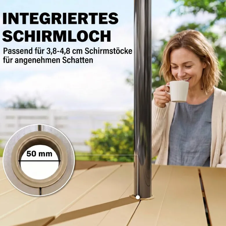 Outsunny Gartentisch braun Metall B/H/L: ca. 90x73x150 cm