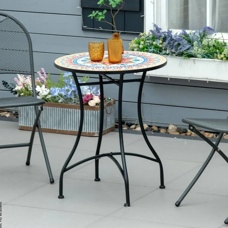 Outsunny Gartentisch bunt Keramik H/D: ca. 71x60 cm