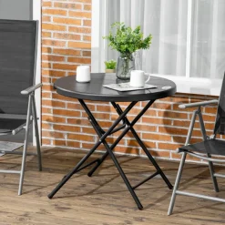 Outsunny Gartentisch dunkelgrau Polyethylen B/H/L: ca. 80x73x80 cm