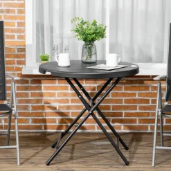 Outsunny Gartentisch dunkelgrau Polyethylen B/H/L: ca. 80x73x80 cm
