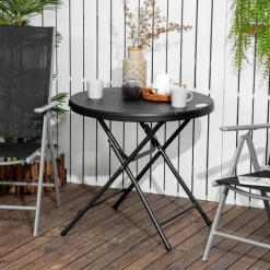 Outsunny Gartentisch dunkelgrau Polyethylen B/H/L: ca. 80x73x80 cm