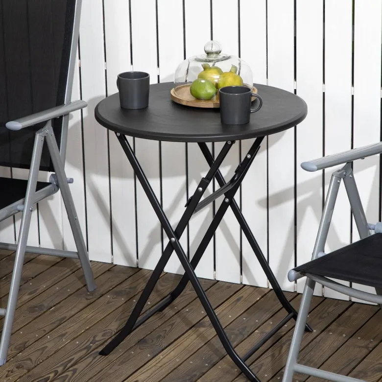 Outsunny Gartentisch dunkelgrau Stahl B/H/L: ca. 60x73x60 cm