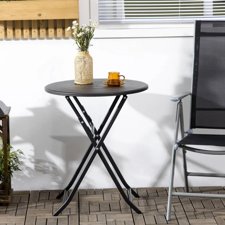 Outsunny Gartentisch dunkelgrau Stahl B/H/L: ca. 60x73x60 cm