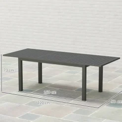 Outsunny Gartentisch grau Aluminium B/H/L: ca. 90x73x220 cm